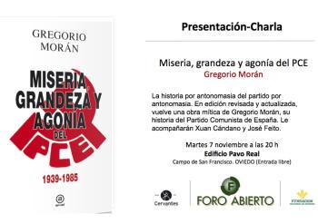 Presentación-Charla "Miseria, grandeza y agonía del PCE" de Gregorio Morán