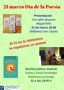 Día de la Poesía: presentación obra y recital poético musical